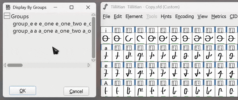 Hiding all glyphs except for the selected group