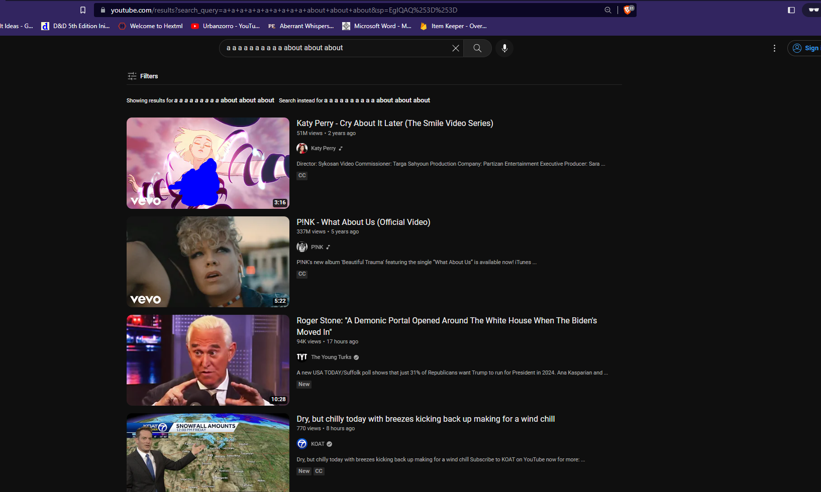 Youtube Filtered Results