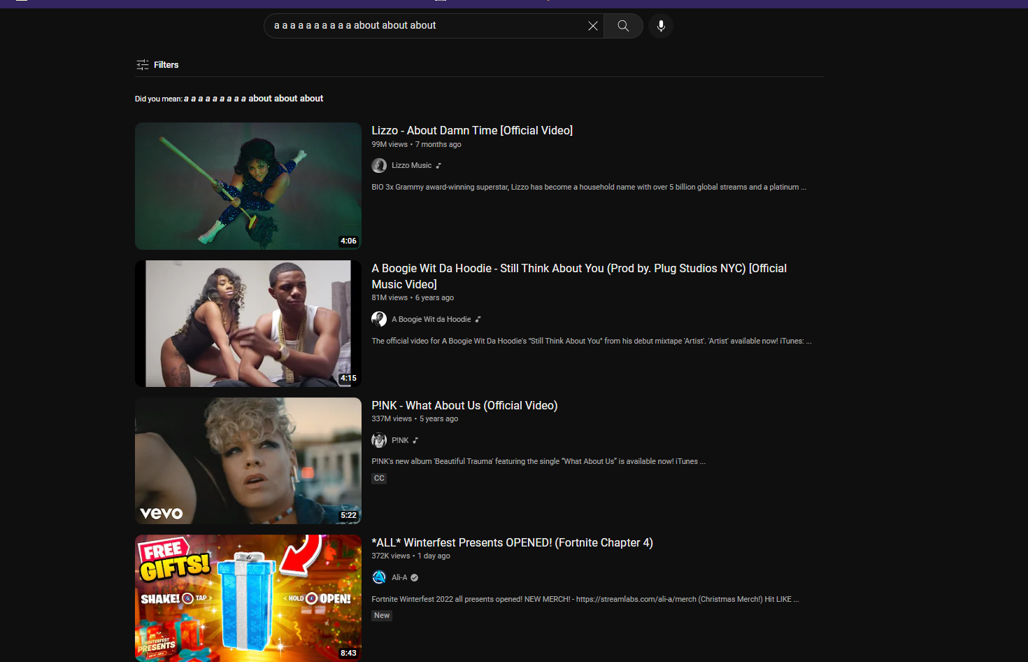 Youtube lacking useful results